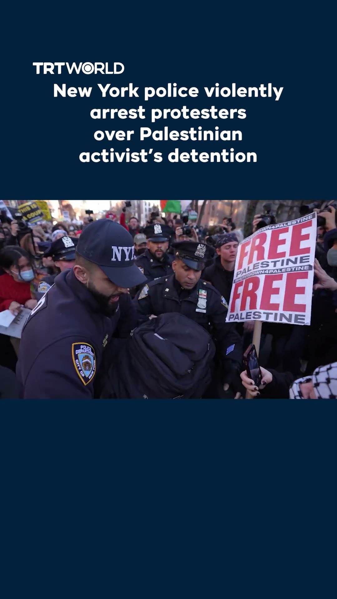 New York police violently arrest protesters over Palestinian activist’s detention
