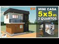 MINI CASA 5 X 5 m versão 2 quartos – (Boa para morar ou alugar)