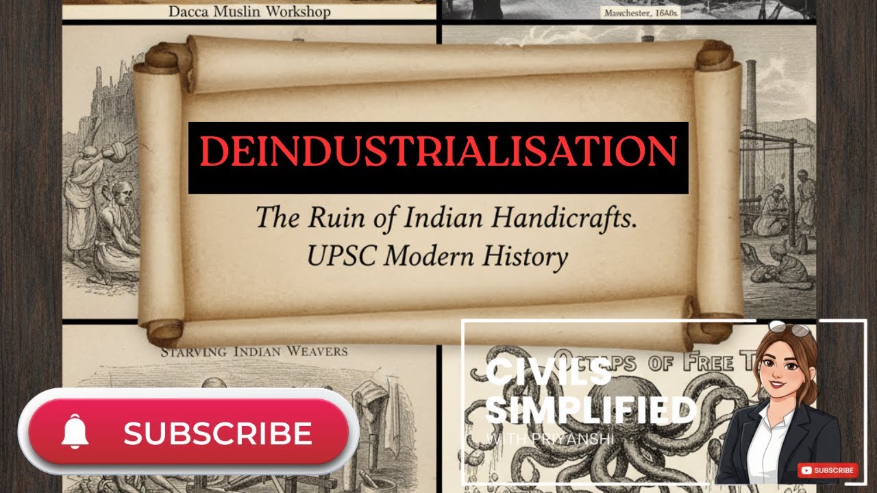 Deindustrialisation in British India | Impact on Indian Handicrafts | UPSC Modern History