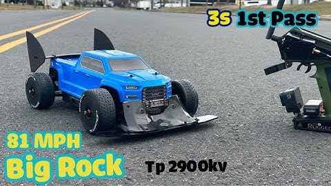 Arrma Big Rock 1st pass on 3s with TP killmode 2900kV 81 mph