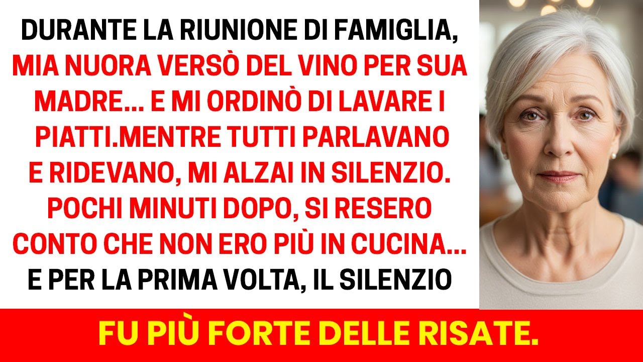 Durante la cena di famiglia, mia nuora ha riempito il bicchiere di sua madre e poi mi ha ordinato di lavare i piatti con quel tono dolce che non ammette repliche. Ho 67 anni, sono nella mia stessa...