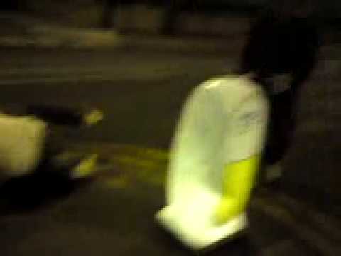 Drunken falling on a Re-inflating bollard