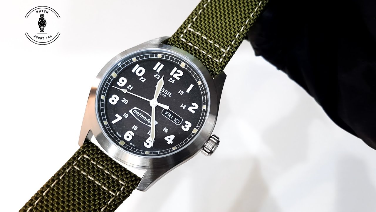 POWERED - WATCH OLIVE SOLAR YouTube DEFENDER NYLON FS5977 | Unboxing FOSSIL WATCH