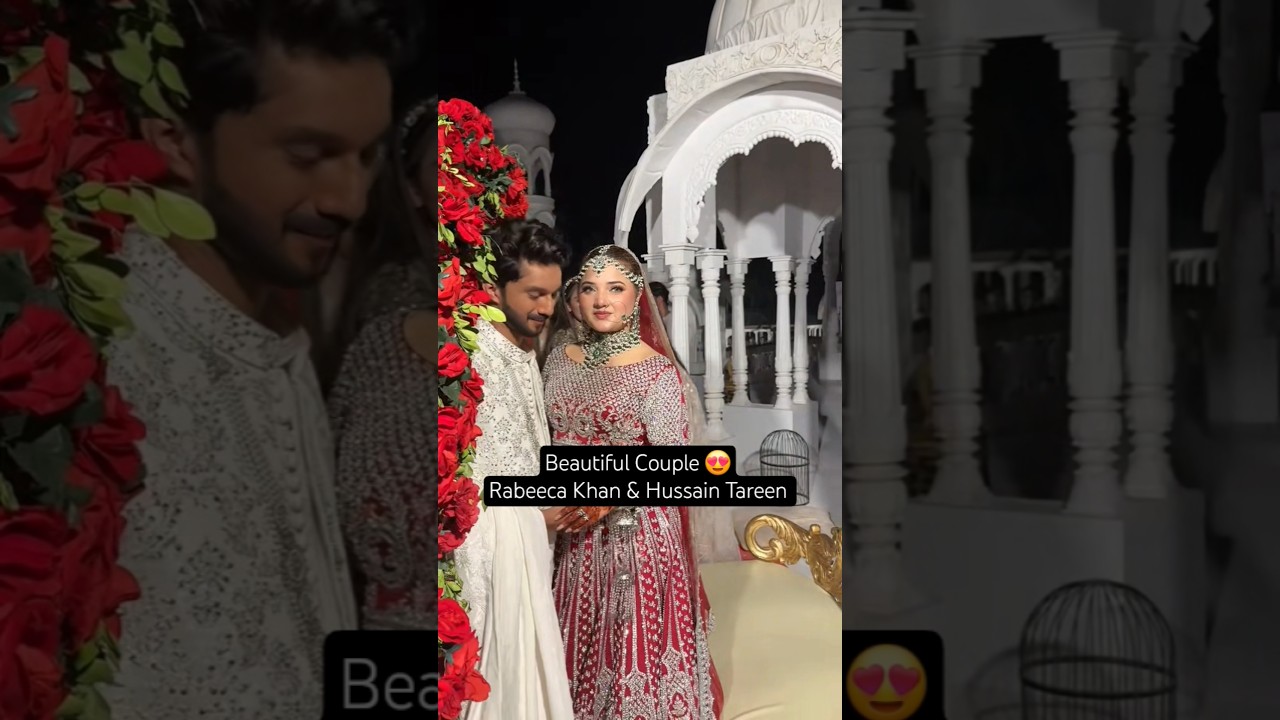 Beautiful Couple Rabeeca Khan & Hussain Tareen on their wedding #rabeecakhan #hussaintareen #shadi