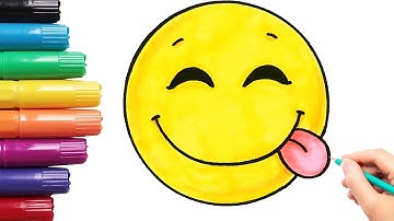 How to Draw a Silly Happy Face Emoji with Coloring Easy