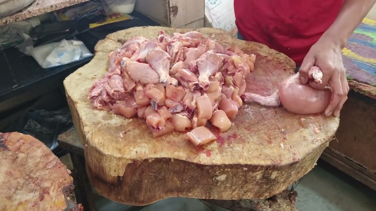 chicken curry peices cutting best style cutting 2160P.QHD Videos