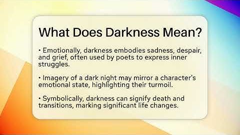 What Does Darkness Mean? - The Prose Path