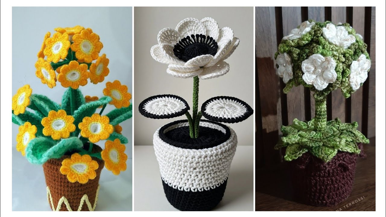 130+ Adorable crochet pots plants ideas Diy free crochet pattern 