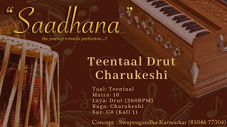 [30 MINS] Drut Teentaal | Charukeshi | 300bpm | C# | Live Harmonium |  Saadhana