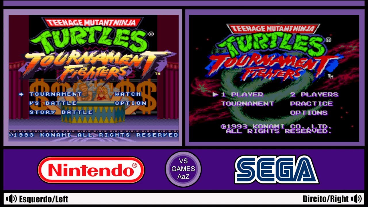 Teenage Mutant Ninja Turtles - Tournament Fighters - SNES VS Sega