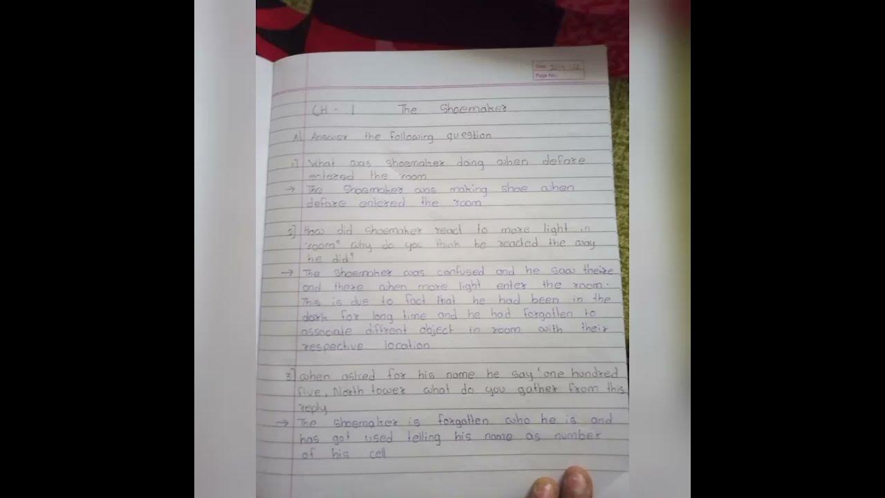 Pearson Ace with Aster Class 8 . ch 1 THE SHOEMAKER QUESTIONS