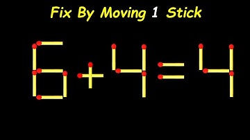 Only 1% Can Solve This Matchstick Puzzle Move One Stick! 6+4=4