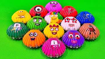 Mixing Rainbow CLAY with Numberblocks in Seashell Coloring! ASMR