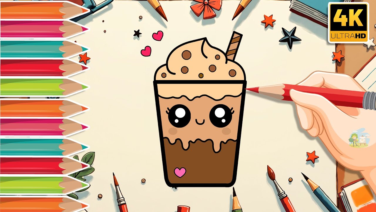 Как нарисовать милый шоколадный молочный коктейль 🥤🍫💖 | Легкий рисунок в стиле кавайи для детей |...