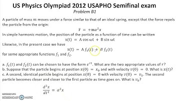 US Physics Olympiad 2012 USAPHO Semifinal  Solution for problem B1 Mechanics. Kinematics