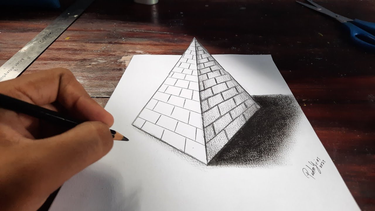 Dibujos 3d En Papel Cómo Dibujar una Pirámide en 3D Super fácil - YouTube