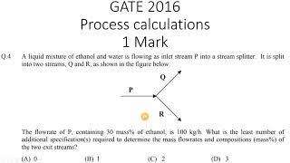 GATE 2016 Process calculations | Chemical engineering | #GATE2022 |#gatechemicalengineering