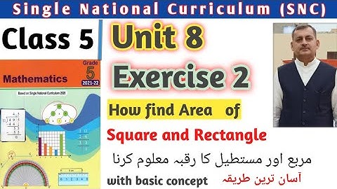 class 5 unit 8 exercise 2 single National Curriculum maths SNC Maths Area of Square and Rectangle