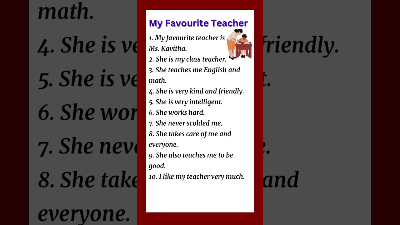 My Favourite Teacher Essay For Kids 10 Lines On In English Myteacheressay