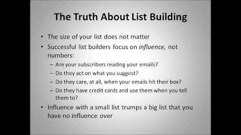 List Building Training Video 1