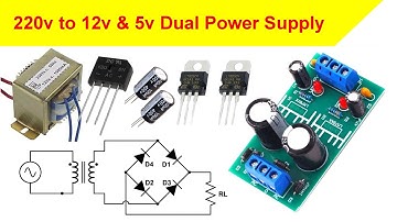 Design 220v to 12v and 5v Dual Power Supply | Proteus Simulation