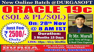 ORACLE 19c Online Training @ DURGASOFT