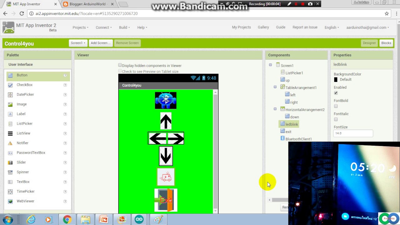 Android MIT App control Via bluetooth HCO6 bluetooth module - YouTube