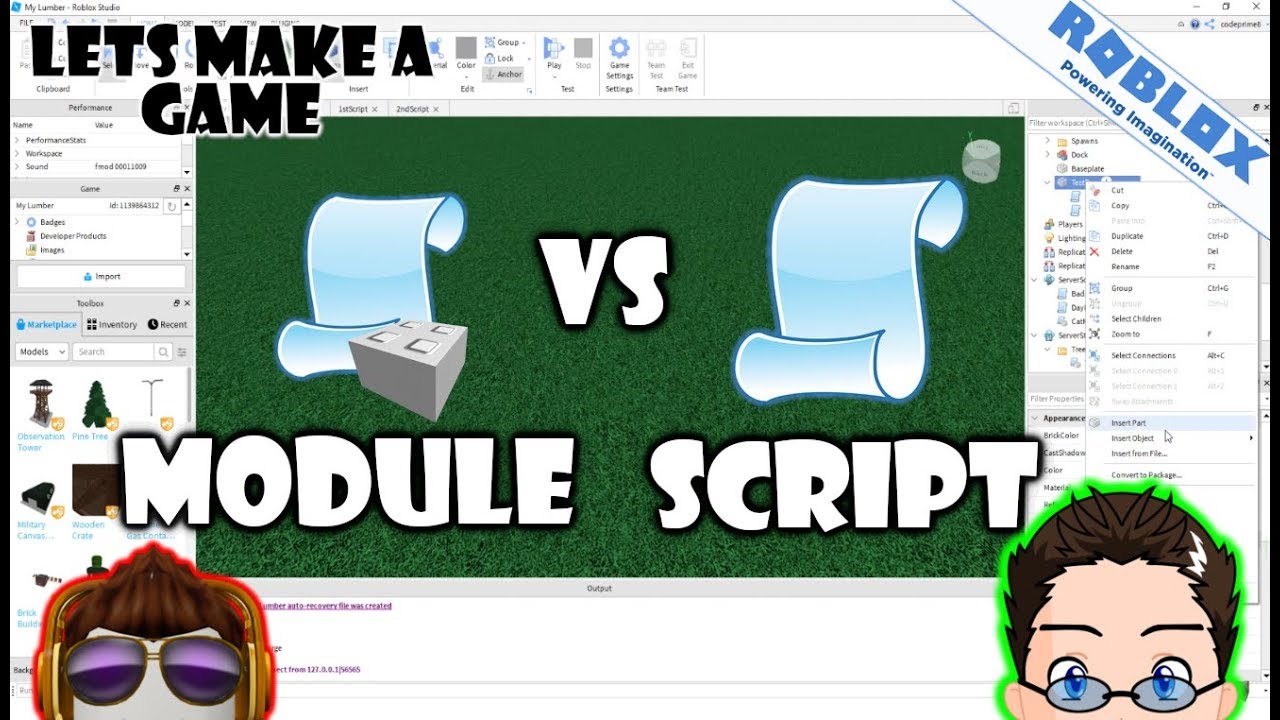 Roblox Lets Make A Game Lets Play With Modules Modulescript