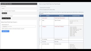 Importing Fixed Assets
