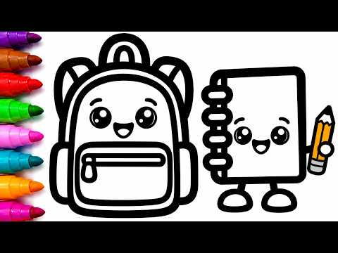 School Supplies Drawing, Painting, Coloring for Kids & Toddlers | Learn Colors