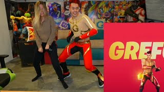 Thegrefg y Gemma bailando el baile de Fortnite de Grefg | Thegrefg disfrazado de su skin 