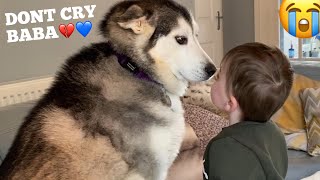 Husky Helps Poorly Baby Smile & Laugh During Hard Times! [PARKER UPDATE]