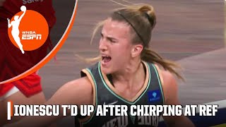 Sabrina Ionescu T'd up protesting no-call, Caitlin Clark sinks technical free throw | WNBA on ESPN