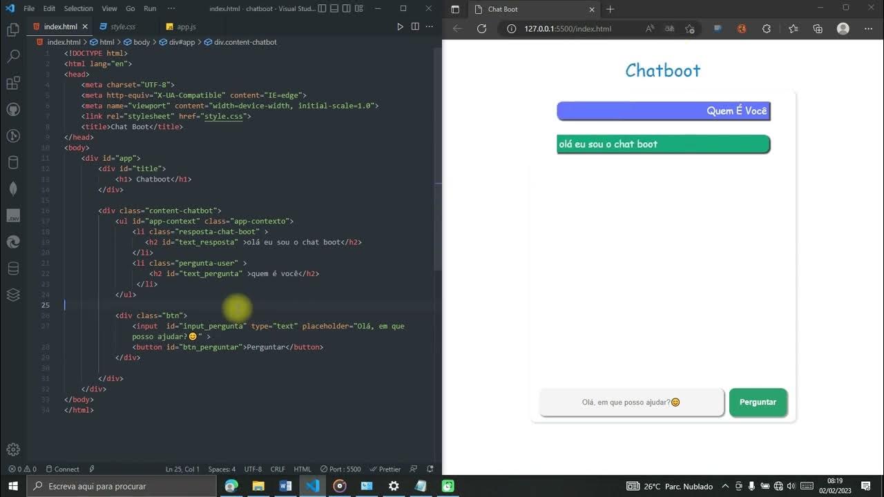 CHATBOT SIMPLES COM JAVASCRIPT - YouTube