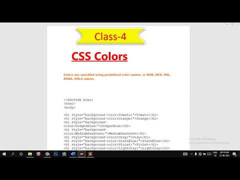 CSS Class 4 | Color in CSS | Color Name Background Color | Text Color | Border Color