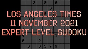 Sudoku solution – Los Angeles Times sudoku 11 November 2021 Expert level