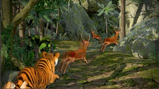 Wild Tiger Adventure Simulator 3D VS Wolf Cheetah Elephant Crocodile screenshot 4