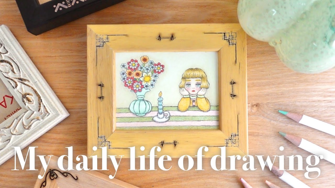 お気に入りの額縁に合わせて描く🖼️✍️| I draw a picture that matches my favorite frame