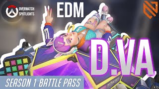 PREMIUM BATTLEPASS EDM D.VA LEGENDARY Skin Showcase | Overwatch 2