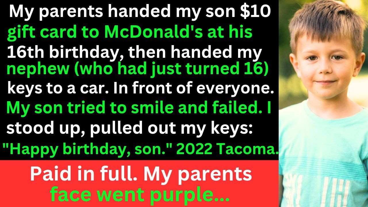 My parents handed my son a $10 gift card to McDonald’s for his birthday—Then handed my Nephew