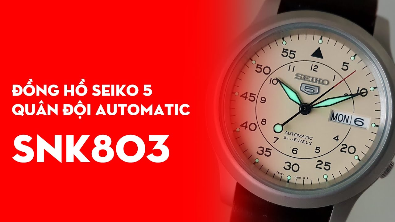 Đồng hồ nam dây dù Seiko 5 SNK803K2 (Vàng Kem) - Tiktakus