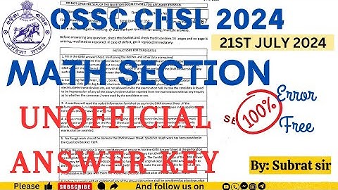 OSSC CHSL 2024 unofficial answer key #ossc #osscchsl2024