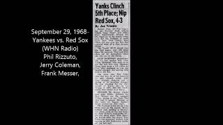 September 29, 1968-Yankees vs. Red Sox (WHN Radio)