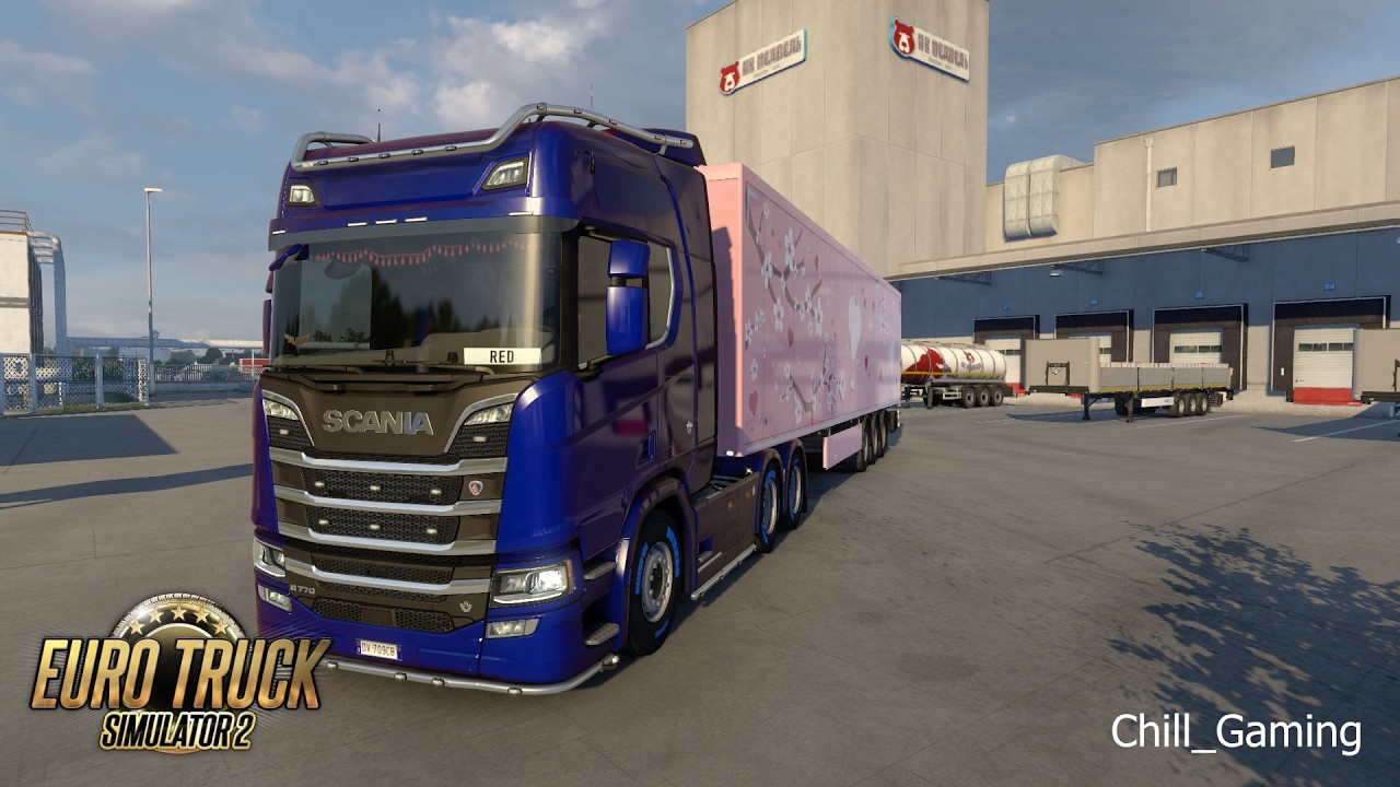 First delivery after v1.58 update in ETS2. Hearts in Bloom event. (no comments) | FHD
