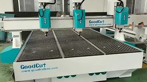 GoodCut China 3 Head 1325 CNC Router with Yaskawa Motor and Drive HQD Air-Cooled Spindle for Wood