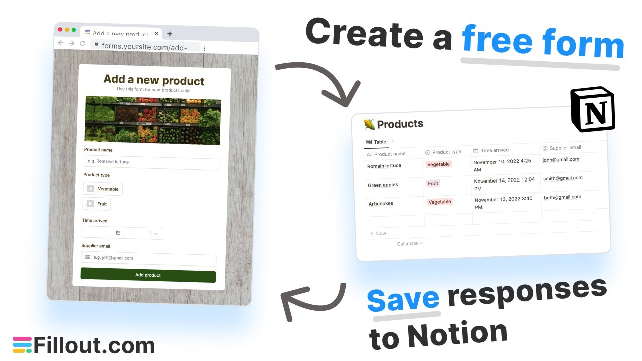 How to create free Notion forms - Fillout