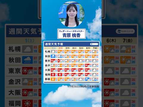 【週間天気】東海や西日本では続く猛暑に注意が必要です⚠️#通勤タイパ #今週の天気#青原桃香