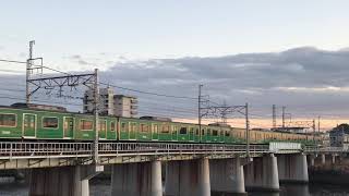 東急東横線5000系5122F青ガエル鶴見川を渡る