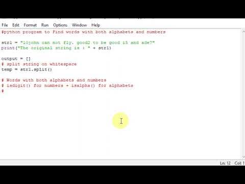 python program to Find words with both alphabets and numbers - YouTube