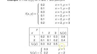 Bivariate distributions; marginal distributions -- Example 1